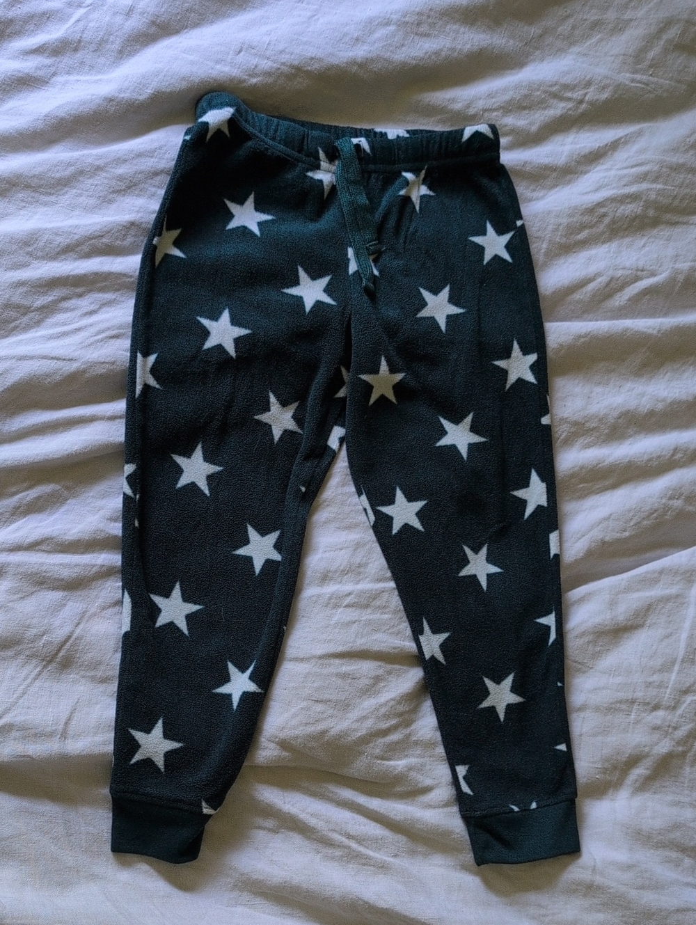 Kids Dark Green Star Print Fleece Joggers From Primary